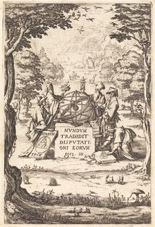 Frontispiece for the Sacred Cosmologia (Title with Astrologers). Creator: Jacques Callot