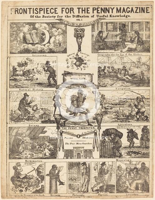 Frontispiece for the Penny Magazine of the Society for the Diffusion of Knowledge: Vo, 19th cent. Creator: Unknown.