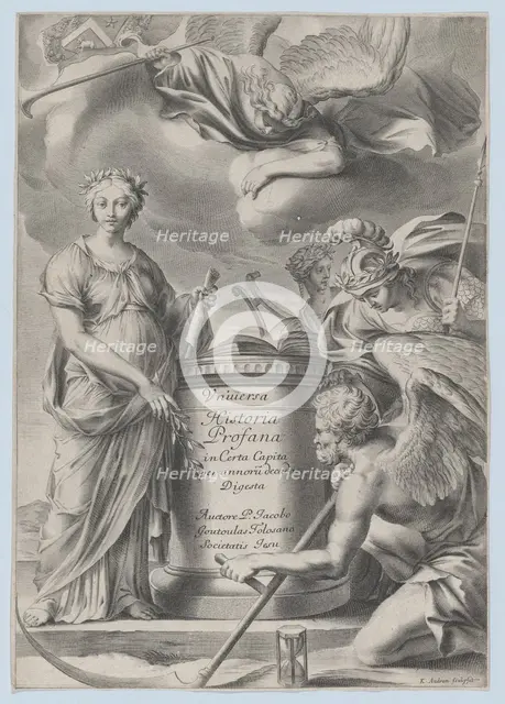 Frontispiece for Vnuiersa Historia Profana, ca. 1630-70. Creator: Charles Audran.