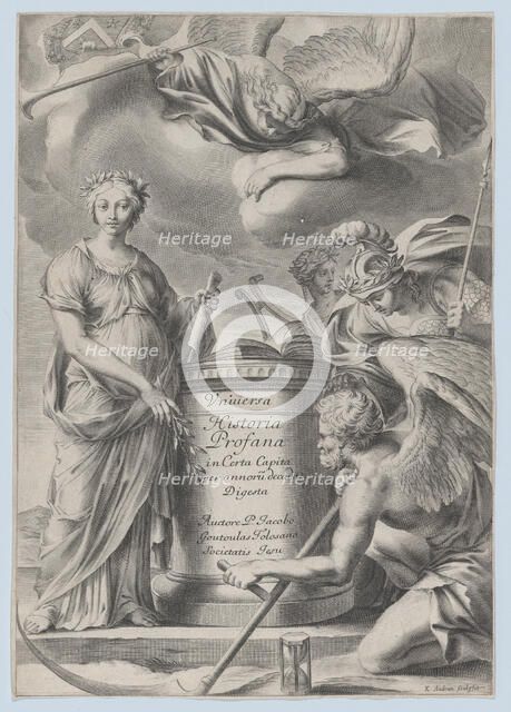 Frontispiece for Vnuiersa Historia Profana, ca. 1630-70. Creator: Charles Audran.