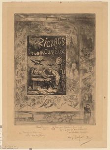 Frontispiece for "Zigzags d'un Curieux, d'Octave Uzanne", 1888. Creator: Felix Hilaire Buhot