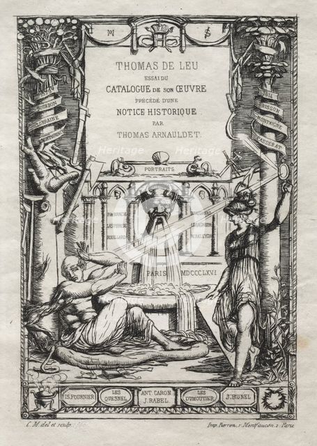 Frontispiece for a Catalogue of the Engravings of Thomas de Leu, 1866. Creator: Charles Meryon (French, 1821-1868).