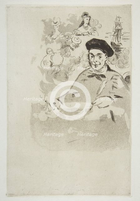 Frontispiece for an edition of "Les Ballades" by Théodore de Banville, 1874. Creator: Edouard Manet.