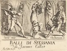 Frontispiece for "Balli di Sfessania", c. 1622. Creator: Jacques Callot