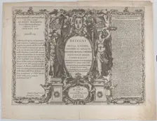Frontispiece for "Drawings of the war, siege, and assault of the Turkish army on the islan..., 1631. Creator: Antonio Francesco Lucini