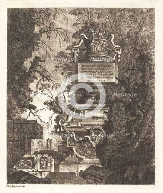 Frontispiece for "Fountains", 1768. Creator: Jean-Laurent Legeay.