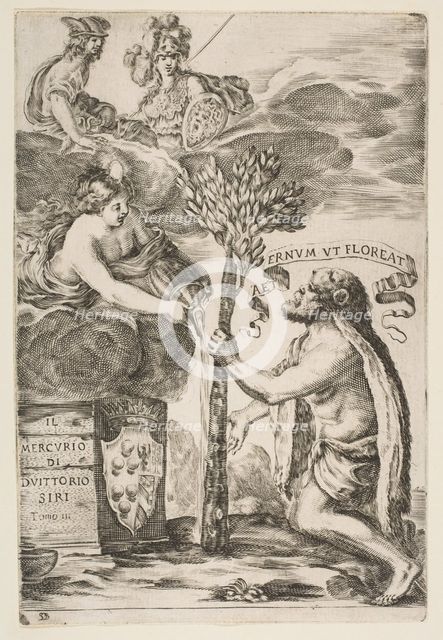 Frontispiece for Il Mercurio, III: Hercules Planting His Club, 1652. Creator: Stefano della Bella.