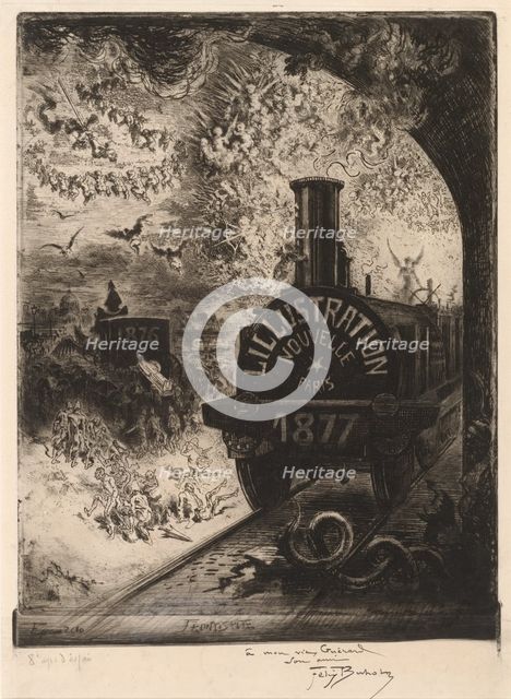 Frontispiece for L'Illustration Nouvelle: The Burial of the Burin, 1877. Creator: Felix Hilaire Buhot.