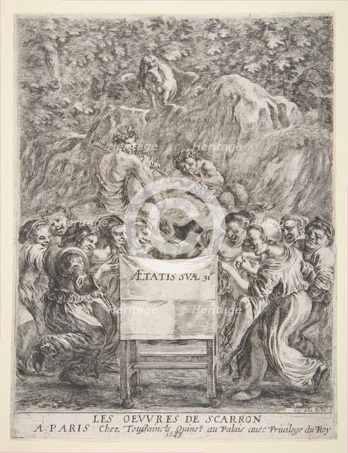 Frontispiece for Les Oeuvres de Scarron, 1649. Creator: Stefano della Bella.