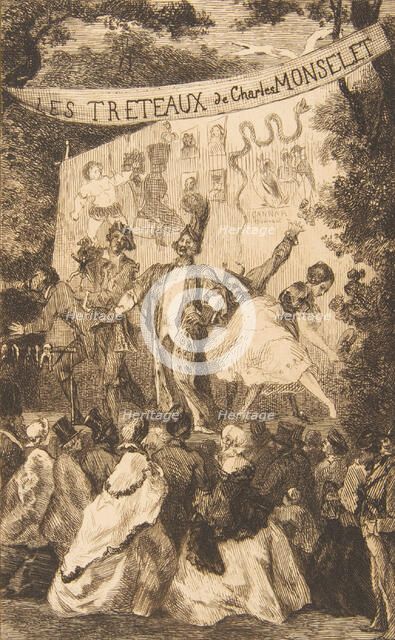 Frontispiece for "Les Tréteaux de Monselet", 1859. Creator: Felix Bracquemond.