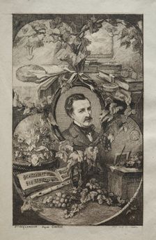 Frontispiece for "New Works of Champfleury, The Friends of Nature:" Portrait of Champfleury…, 1859. Creator: Félix Bracquemond (French, 1833-1914); Poulet-Malassis et de Broise