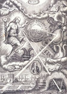 Frontispiece from Athanasius Kircher's "Ars Magna Lucis Et Umbrae". Creator: Unknown