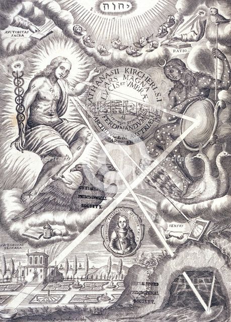 Frontispiece from Athanasius Kircher's "Ars Magna Lucis Et Umbrae".  Creator: Unknown.