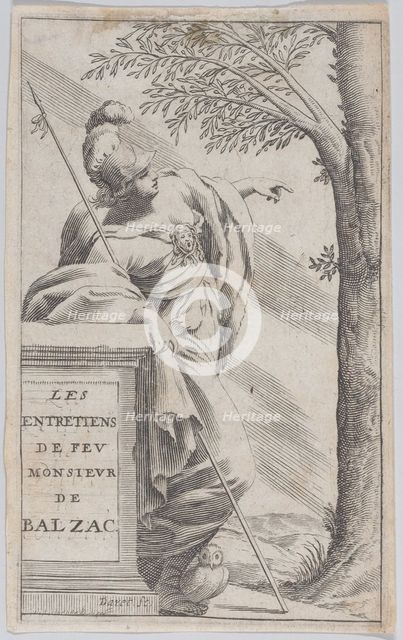 Frontispiece, from "Interviews with the Late Mr. Balzac" (Les Entretiens de Feu Monsieur d..., 1660. Creator: Pierre Daret.