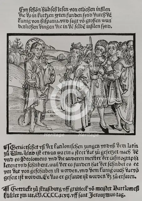 Frontispiece from one of the letters of 1493 announcing the discovery of the Indies, 1892. Creator: Unknown.