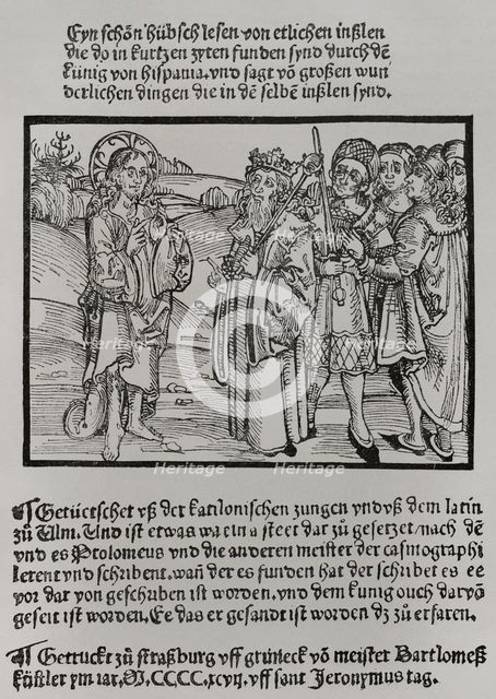Frontispiece from one of the letters of 1493 announcing the discovery of the Indies, 1892. Creator: Unknown.