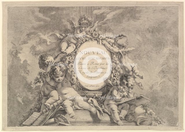 Frontispiece, from Nouveau Livre d'Academies Peintes a Rome par les Eleves de l'Académie R..., 1759. Creator: Unknown.