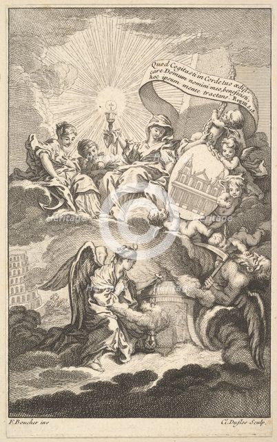 Frontispiece, from The Building of St. Sulpice by Alexis Piron, ca. 1744. Creator: Claude Augustin Duflos le Jeune.