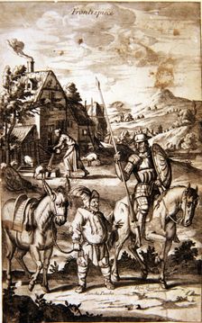 Frontispiece illustration from the book Don Quixote of La Mancha London, William Whitwook, 168…