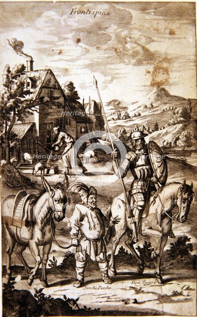 Frontispiece illustration from the book 'Don Quixote of La Mancha', London, William Whitwook, 168…