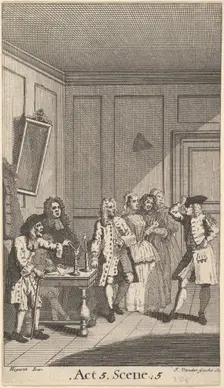 Frontispiece to Moliere's "L'Avare" (The Miser), 1732. Creator: John Vandergucht