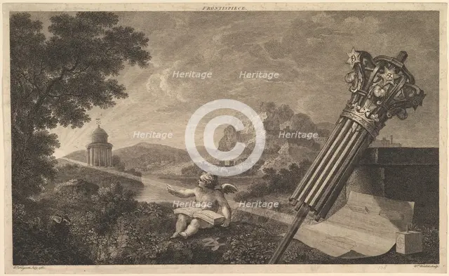 Frontispiece to Joshua Kirby's "Perspective of Architecture" (1761), July 1760. Creator: William Woollett.