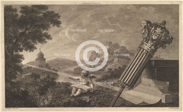 Frontispiece to Joshua Kirby's "Perspective of Architecture" (1761), July 1760. Creator: William Woollett.