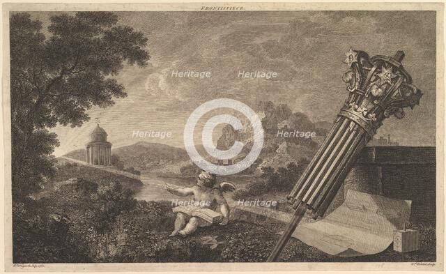 Frontispiece to Joshua Kirby's "Perspective of Architecture" (1761), July 1760. Creator: William Woollett.