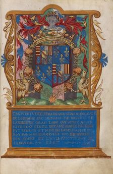 Frontispiece with Coat of Arms of Claude de Lorraine, Duc d'Aumale, about 1557. Creator: Unknown