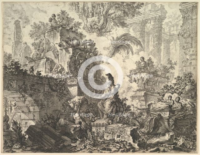 Frontispiece, with Statue of Minerva, ca. 1748. Creator: Giovanni Battista Piranesi.