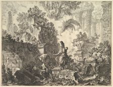 Frontispiece, with Statue of Minerva, ca. 1748. Creator: Giovanni Battista Piranesi
