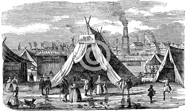 Frost Fair on the Thames at London, 1734-1740 (1838). Artist: Unknown