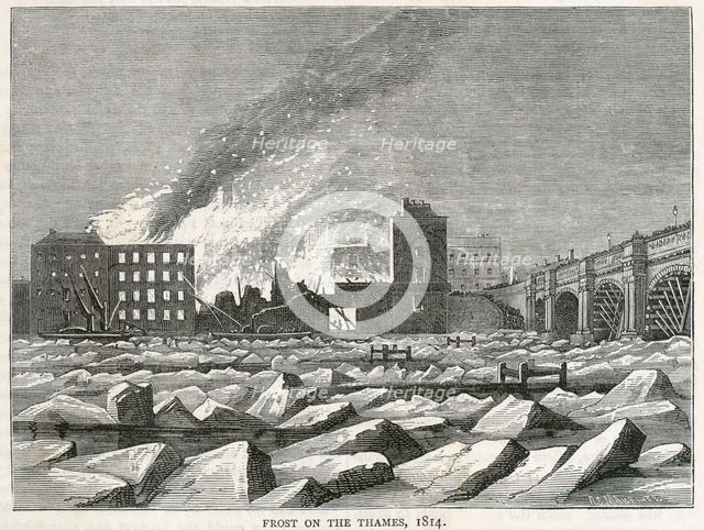 Frost on the River Thames, London, 1814. Artist: Unknown.