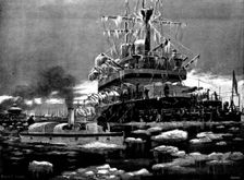 Frost, Snow, and Ice on the Medway: Sheerness Harbour after a blizzard, 1895. Creator: George Meisenbach