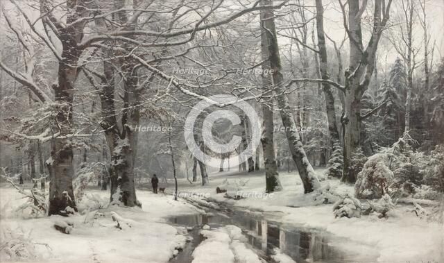 Frosty weather in a beech forest, 1881. Creator: Anders Andersen-Lundby.