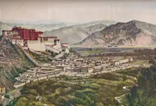 Frowning Cliffs of Lihasa's Red-Walled Palace Set Perfectly On Its Hill c1935. Artist: ENA