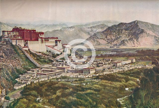'Frowning Cliffs of Lihasa's Red-Walled Palace Set Perfectly On Its Hill', c1935. Artist: ENA.