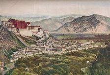 Frowning Cliffs of Lihasa's Red-Walled Palace Set Perfectly On Its Hill c1935. Artist: ENA
