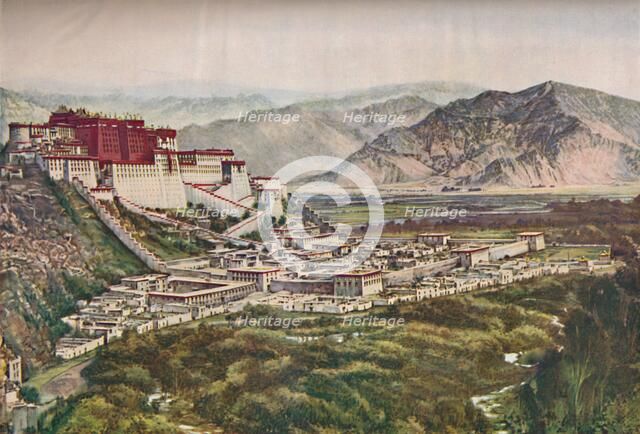 'Frowning Cliffs of Lihasa's Red-Walled Palace Set Perfectly On Its Hill', c1935. Artist: ENA.
