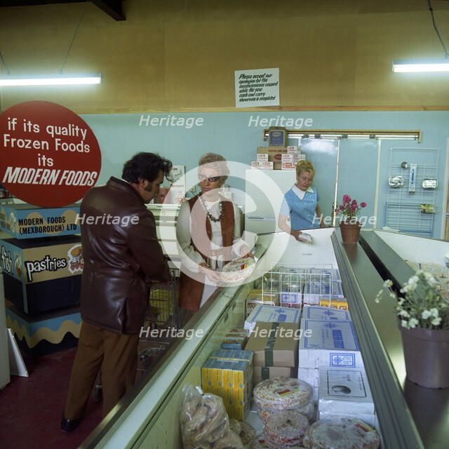 Frozen food shop, Mexborough, South Yorkshire, 1972. Artist: Michael Walters