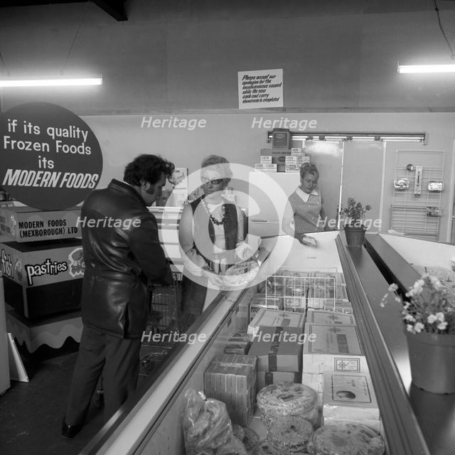Frozen food shop, Mexborough, South Yorkshire, 1972. Creator: Michael Walters.