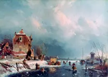 Frozen River 1787-1870. Artist: Andreas Schelfhout