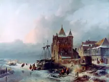 Frozen River c1838-1907. Artist: Charles Henri Joseph Leickert