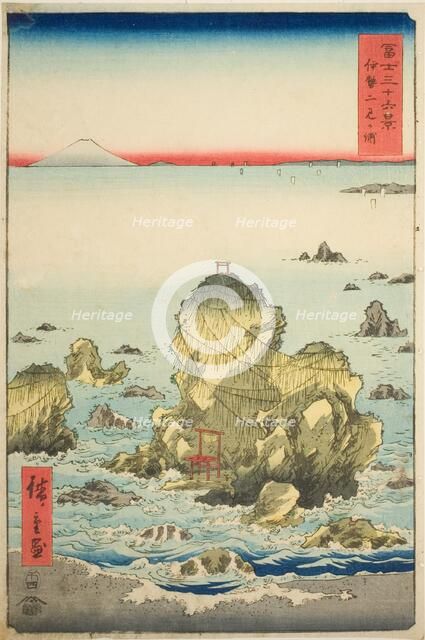 Futami Bay in Ise Province (Ise Futamigaura), from the series "Thirty-six Views of Mount..., 1858. Creator: Ando Hiroshige.