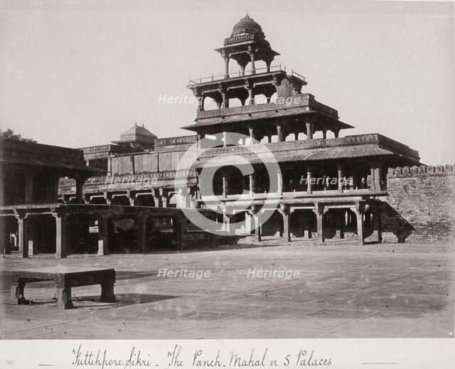Futtehpore Sikri-The Panch-Mahal or 5 Palaces, Late 1860s. Creator: Samuel Bourne.