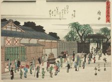 Fuchu: View of the Licensed Quarter in Nichomachi (Fuchu, Nichomachi kuruwa no zu)..., c. 1837/42. Creator: Ando Hiroshige