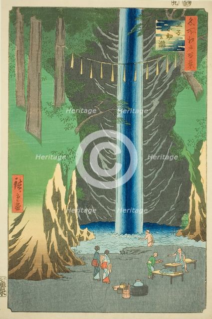 Fudo Falls at Oji (Oji Fudo no taki), from the series "One Hundred Famous Views...", 1857. Creator: Ando Hiroshige.