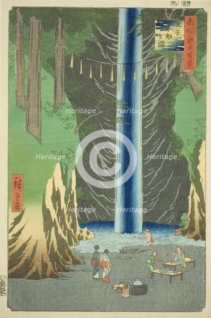 Fudo Falls at Oji (Oji Fudo no taki), from the series "One Hundred Famous Views...", 1857. Creator: Ando Hiroshige.