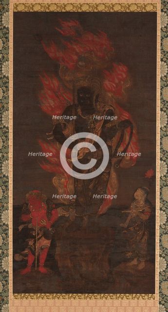 Fudo Myo'o and two attendants, Kamakura period, 14th century. Creator: Unknown.