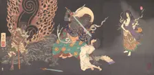 Fudo Myoo Threatening a Novice, 1885. Creator: Tsukioka Yoshitoshi
